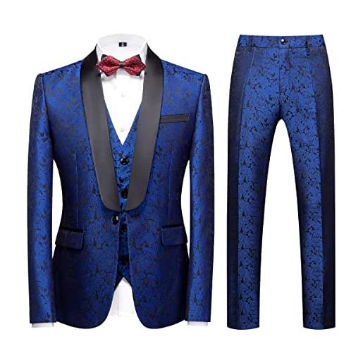 KUDORO abiti da uomo 3 pezzo regular fit skinny paisley jacquard tuxedo suit per matrimonio casual business cena del partito smoking suit set, red, xxl