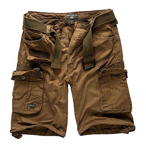 Geographical Norway cargo pantaloncini pantaloni corti bermuda con cintura breve hunter in bundle con ud bandana - beige mimetici, 4xl