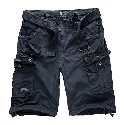 Geographical Norway cargo pantaloncini pantaloncini corti bermuda con cintura breve hunter im bundle con ud bandana - blu marino, l