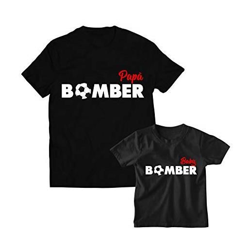 Colorfamily coppia t-shirt magliette padre figlio bomber mini bomber - idea regalo papà