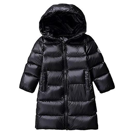 amropi bambini giubbotto piumino invernale ragazze giacca leggero cappotto con cappuccio nero, 5-6 anni