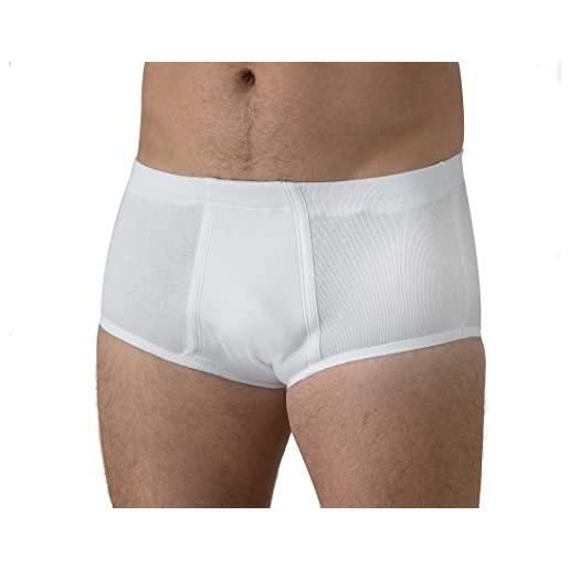 Felis confezione da 6 slip uomo vita alta con apertura, classico, elastico infilato, cotone liscio, mutande uomo bianche, traspiranti e comode, persone anziane, anche taglie forti