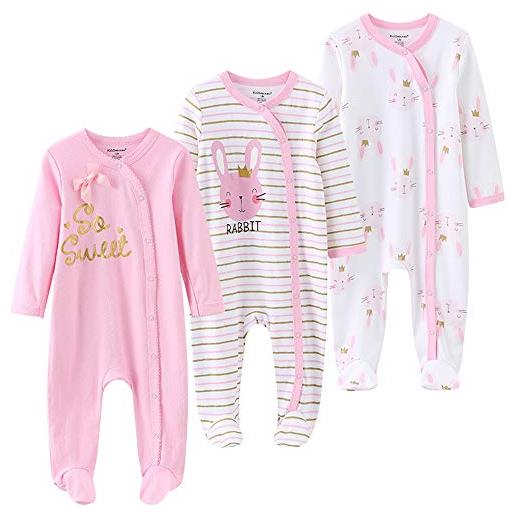 Kiddiezoom pigiama unisex per bambini, in cotone, confezione da 3, design11, 6-9 mesi