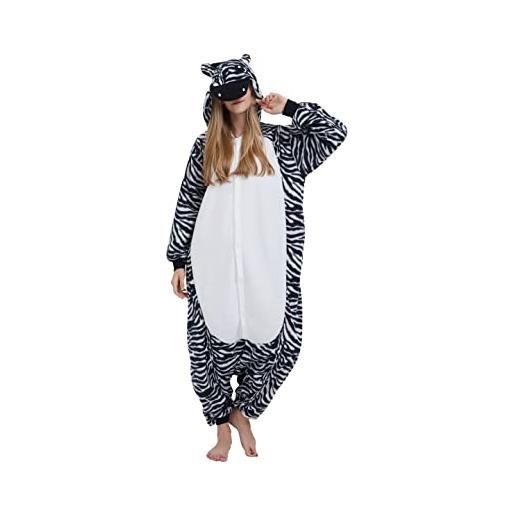 DATO adulto cosplay animale pigiama onesie unisex kigurumi per altezze da 140 a 187 cm, zebra