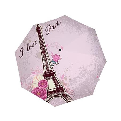 Generic balll ombrello pieghevole auto aperto chiudere anti-uv amore parigi ombrello compatto portatile, love paris