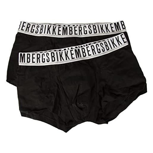 Bikkembergs boxer uomo confezione 2 boxer cotone elesticizzato elastico a vista underwear articolo bkk1utr01bi bi pack trunk, white, m