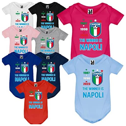 BrolloGroup body neonato napoli calcio scudetto campioni d'italia 2022 2023 3 scudetti personalizzato con nome e numero ps 28161-nap-6-bs