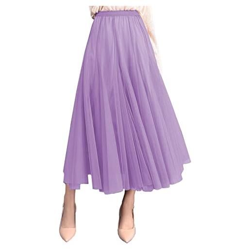 FEOYA gonne tulle lunga elegante abiti anni 50 donna vintage verde