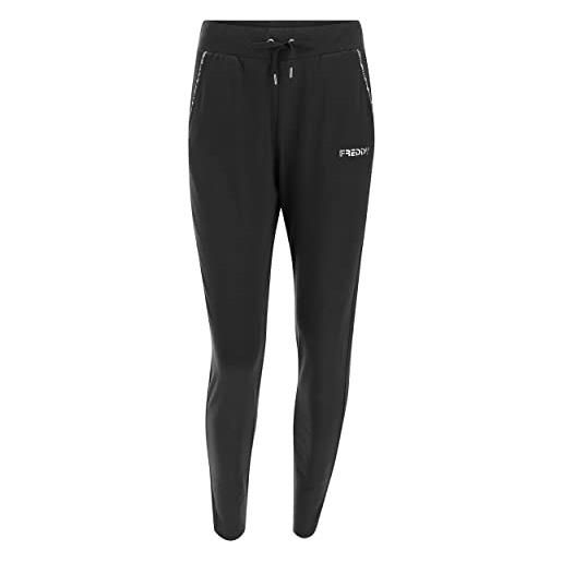 FREDDY - pantaloni slim fit con tasche e spacchetti sul fondo, nero, small