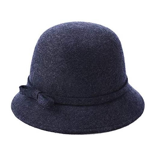DongBao cappello da donna stile vintage tinta unita cappello da pescatore cloche in lana 100%