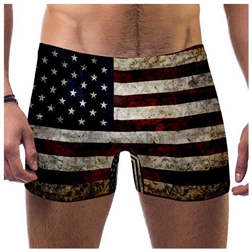LORVIES america bandiera con grunge wall uomo boxer boxer short piazza gamba costume da bagno quick dry multi m