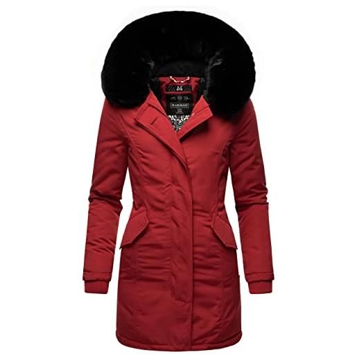 Marikoo karmaa cappotto invernale da donna xs-5xl anthracite con pelliccia nera m
