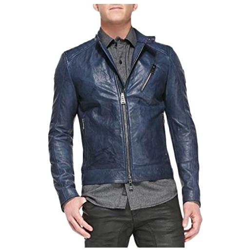 Leather Trend giacca in pelle da uomo nuovo cappotto bomber da motociclista sottile in vera pelle di agnello al 100% ltuk1205 - xxl