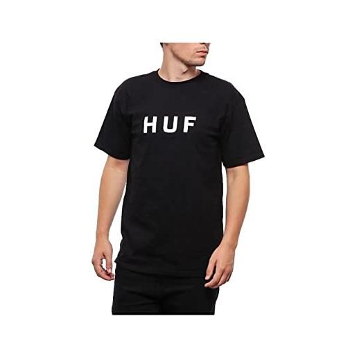 HUF essentials og logo s/s tee t-shirt, nero, xl uomo