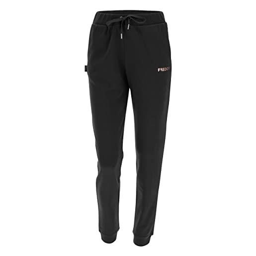 FREDDY - pantaloni sportivi in felpa con coulisse e fondo a polsino, nero, medium