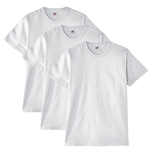 Fruit of the Loom confezione da 3 t-shirt da uomo in cotone pesante, maniche corte, girocollo, stampabile, bianco, xl