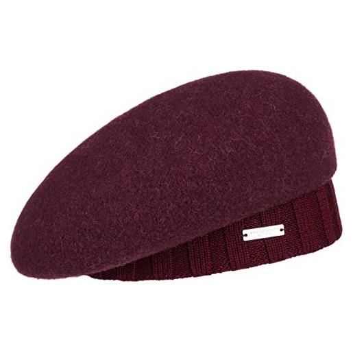 Seeberger berretto basco con bordo a maglia da donna taglia unica - rosso bordeaux