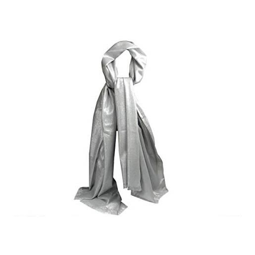 Avantgarde - stola donna in maglina grigia chiara argentata lurex coprispalle estivo scialle, colore grigio argento
