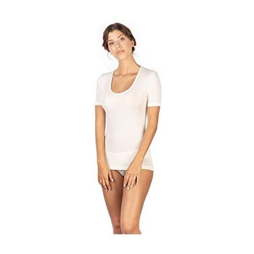 EGI ® t-shirt da donna a maniche corte in lana merino (xs - xxl) con orgoglio made in italy. , white (off-white), xx-large