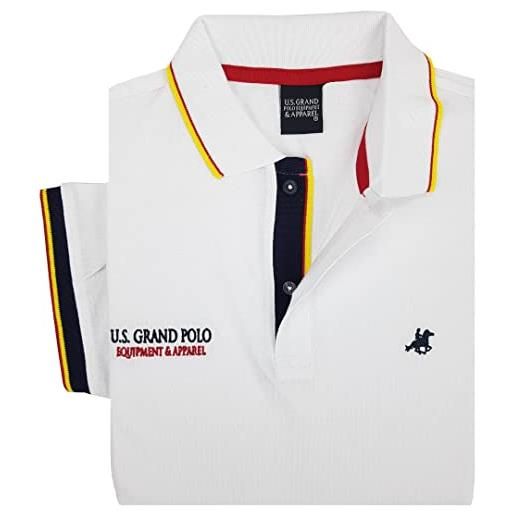 U.S. Grand Polo Equipment & Apparel polo da uomo mezza manica corta sportiva taglie forti oversize 3xl 4xl 5xl 6xl (5xl - rosso)