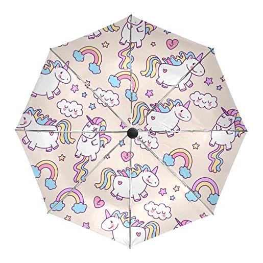 KAAVIYO unicorno arcobaleno ombrello pieghevole automatico auto apri chiudi portatile protezione uv ombrelli per spiaggia donne bambini ragazze