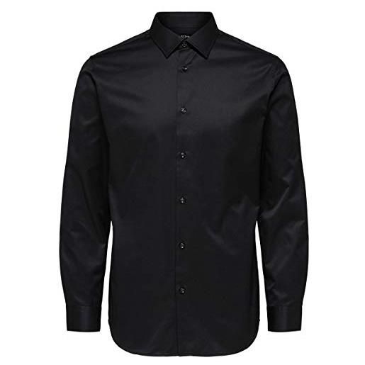 Selected homme slhslimpen-pelle shirt ls b noos camicia formale, nero (black black), small uomo