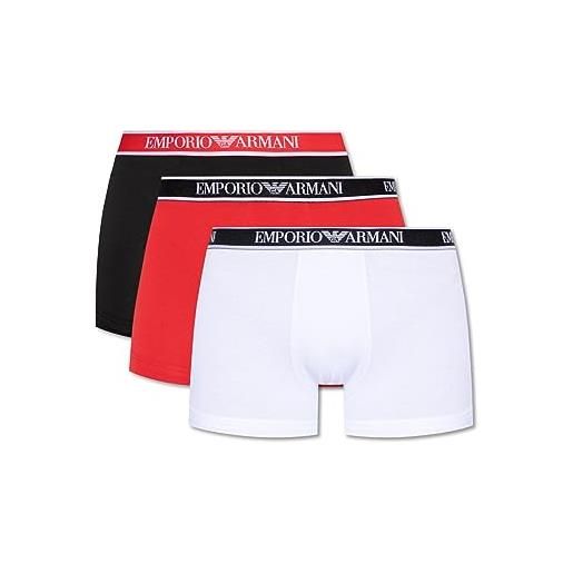 Emporio Armani men's 3-pack core logoband boxer, white/black/red, l (pacco da 3) uomini