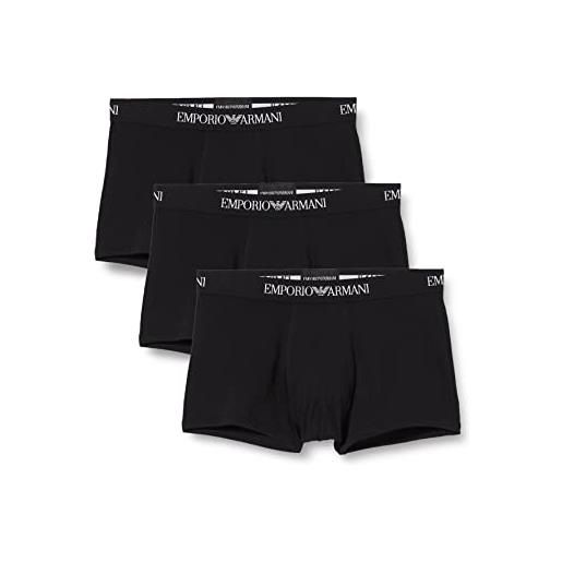 Emporio Armani men's 3-pack core logoband boxer, oxford/print indigo/marine, s (pacco da 3) uomini
