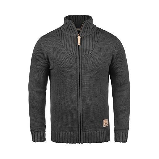 Solid poul cardigan giacca in maglia grossa maglieria da uomo con collo alto, taglia: xl, colore: grey melange (8236)