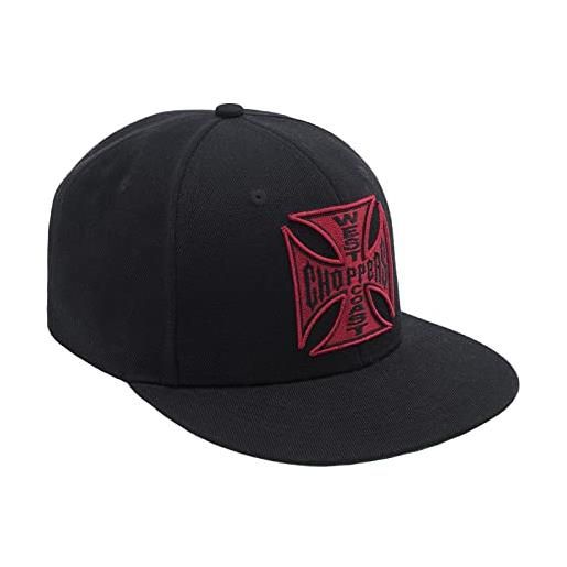 West coast choppers - berretto wcc red cross flatbill snapback, nero nero taglia unica