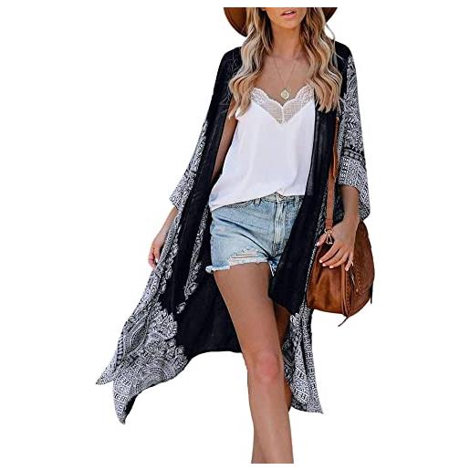 HIKARO cardigan donna kimono copertura floreale spiaggia copricostume bikini da spiaggia