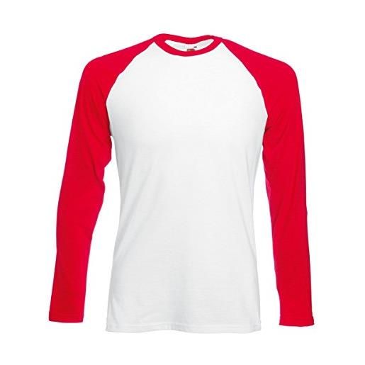 Fruit of the Loom - maglia a manica lunga - uomo bianco/rosso x-large