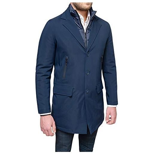 Evoga giaccone soprabito uomo invernale elegante con gilet interno (blu, l)