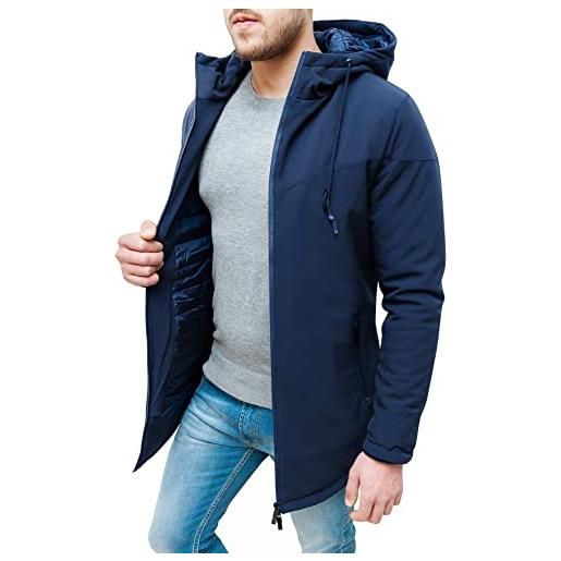 Evoga giaccone piumino uomo invernale casual trench parka (xxl, blu)