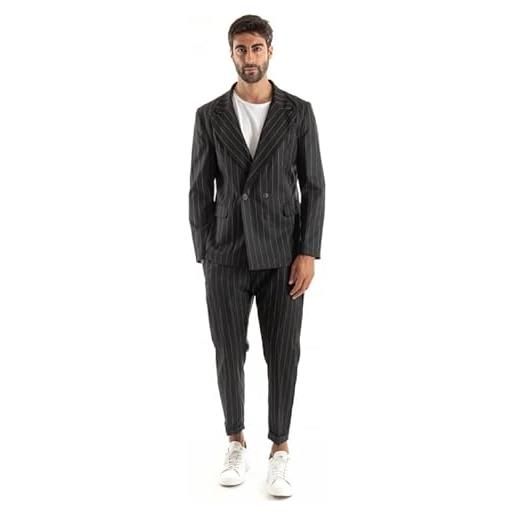 Giosal abito uomo completo outfit giacca pantalone gessato elegante casual (nero, 50)