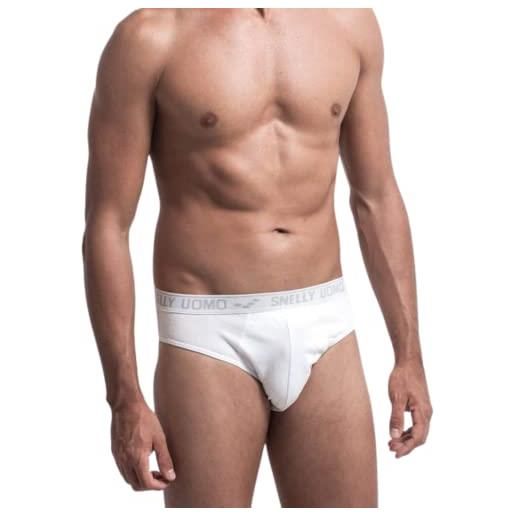 SNELLY mutande uomo slip in cotone elasticizzato pacco da 6-9-12 pezzi slip bianco o nero o 6-12 slip colori assortiti (nero, blu, grigio) con elastico esterno u111e intimo pratico comodo e di marca