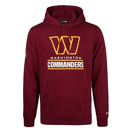 New Era - nfl washington commanders team logo e nome con cappuccio, colore vinaccia, rosso vivo, xxl