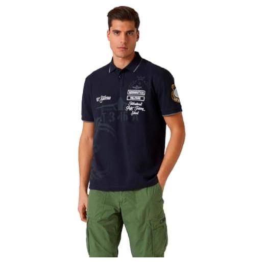 Aeronautica Militare polo po1671p, da uomo, in piqué, maglia, t-shirt, maglietta, maniche corte (m, 08346 blue)