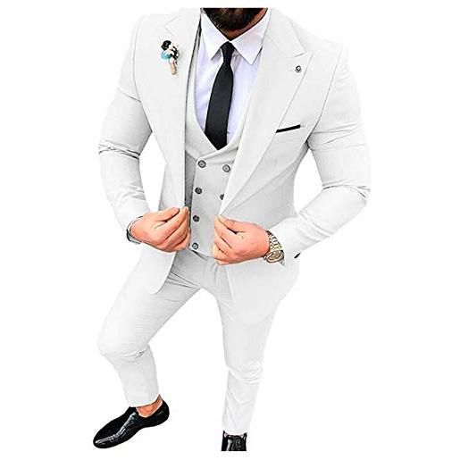 Botong 3 pezzi slim fit tacca risvolto abiti monopetto matrimonio smoking abiti da ballo giacca gilet pantaloni, borgogna, 46