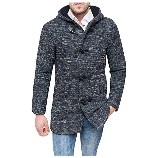 Evoga cappotto montgomery uomo sartoriale casual tweed giacca invernale (xl, grigio)