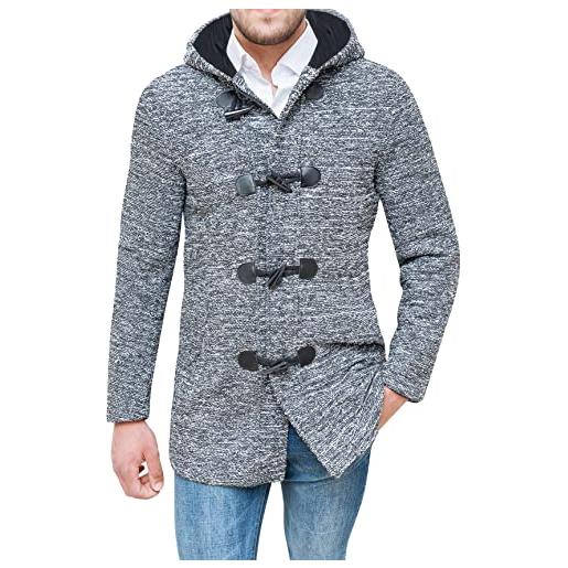 Evoga cappotto montgomery uomo sartoriale casual tweed giacca invernale (s, grigio)