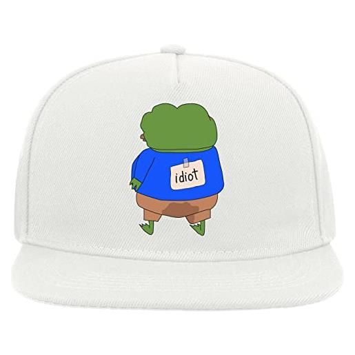Generic funny pepe the idiot frog meme 5 pannelli snapback visiera piatta cappello da baseball bianco, bianco, taglia unica