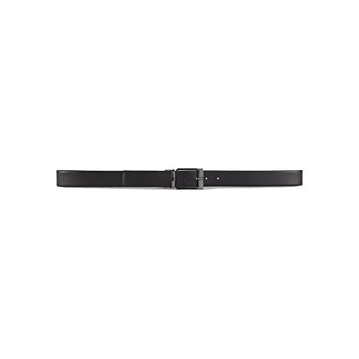 Armani exchange leather belt with plaque, cintura uomo, nero (black/dark brown 54120), taglia unica