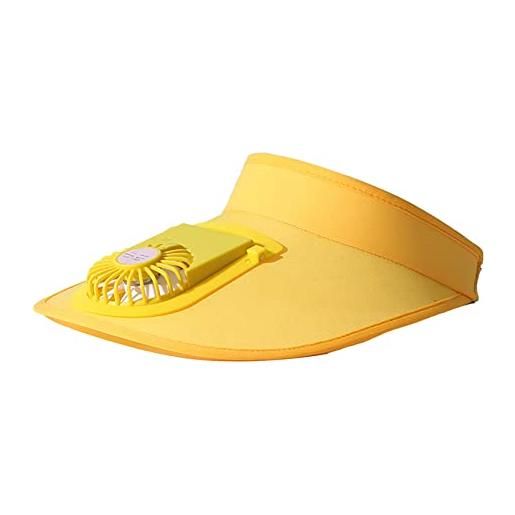Puupaa berretto da baseball con ventilatore usb di ricarica, cappello da trekking estivo cappello da sole cappello da sole vuoto top-fluorescente giallo