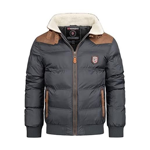 Geographical Norway abramovitch men - cappotto caldo in pelliccia autunnale inverno - giacca calda da uomo giacca a maniche lunghe antivento parka style - nero, 5x-large