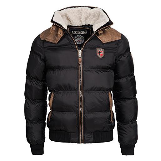 Geographical Norway abramovitch men - cappotto caldo in pelliccia autunnale inverno - giacca calda da uomo giacca a maniche lunghe antivento parka style - nero, 5x-large