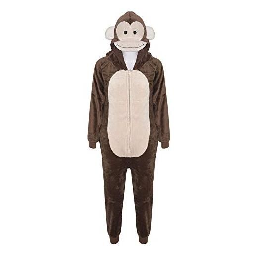 A2Z 4 Kids® - tutina per bimbi e bimbe extra morbida a forma di scimmia, all-in-one, costume per halloween, età: 7-14 anni multicolore monkey