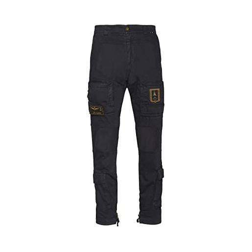 Aeronautica Militare pantalone anti-g frecce tricolori pa1387ct, da uomo, cargo, bermuda, felpa (48 m it, 34300 jet black)