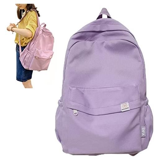 Yagerod green backpack aesthetic backpack back to school supplies for teen middle girls aesthetic kawaii cute backpacks (purple backpack)