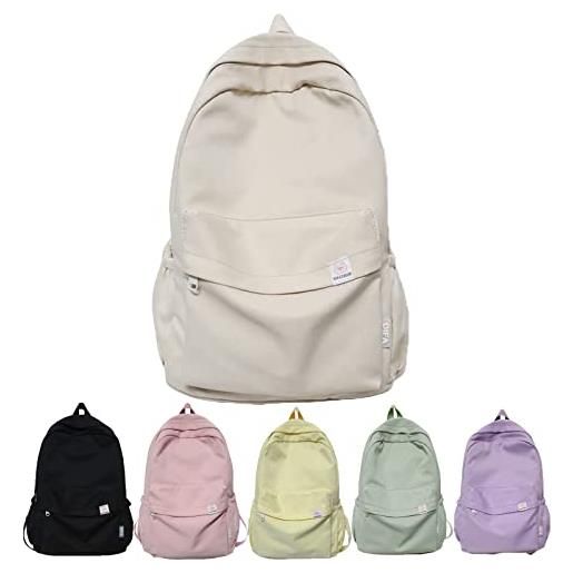 Yagerod green backpack aesthetic backpack back to school supplies for teen middle girls aesthetic kawaii cute backpacks (white backpack)